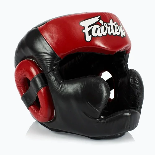 Fairtex sparring bőr fejvédő HG13 - fekete/piros  